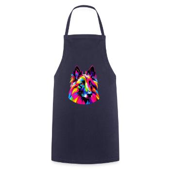 Colorful Pop Art Belgian Sheepdog Groenendael - Cooking Apron - navy - Front - AI Model Male 185 dark (185cm)