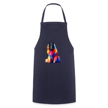 Colorful Splash Art Belgian Sheepdog Groenendael - Cooking Apron - navy - Front - AI Model Male 185 dark (185cm)
