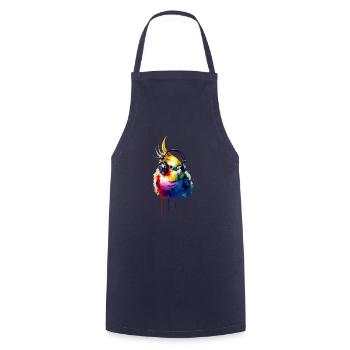 Observation des oiseaux Colorful Splash Art Cockatiel - Tablier de cuisine - marine - Devant - AI Model Male 185 dark (185cm)