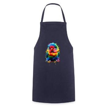 Colorful Splash Art Lovebird Birdwatching - Cooking Apron - navy - Front - AI Model Male 185 dark (185cm)