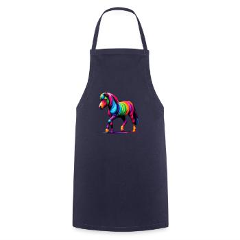 Colorful Pop Art Miniature Horse Horseback - Cooking Apron - navy - Front - AI Model Male 185 dark (185cm)