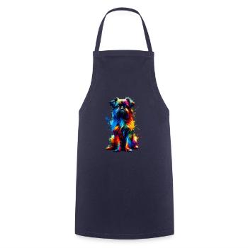 Bunte Splash Art Brüssel Griffon Griffon - Kochschürze - Navy - Vorne - AI Model Male 185 dark (185cm)