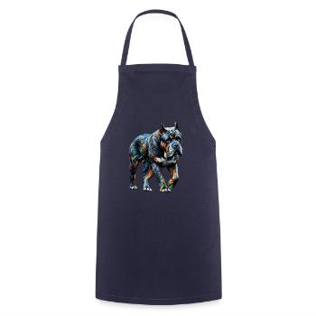 Polygon Art Cane Corso Italienischer Mastiff - Kochschürze - Navy - Vorne - AI Model Male 185 dark (185cm)