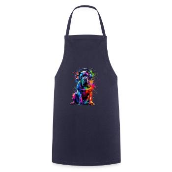 Bunte Splash Art Kopfhörer Cane Corso Italienisch - Kochschürze - Navy - Vorne - AI Model Male 185 dark (185cm)