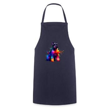 Colorful Splash Art Giant Schnauzer Schnauzers - Cooking Apron - navy - Front - AI Model Male 185 dark (185cm)