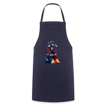 Colorful Splash Art Headphones Giant Schnauzer - Cooking Apron - navy - Front - AI Model Male 185 dark (185cm)
