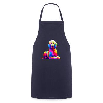Pop Art coloré Komondor Chien de berger hongrois - Tablier de cuisine - marine - Devant - AI Model Male 185 dark (185cm)