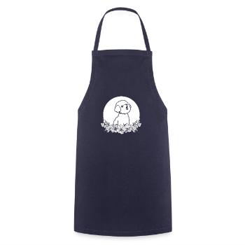 Bichon Frize Wild Floral Moon - Cooking Apron - navy - Front - AI Model Male 185 dark (185cm)