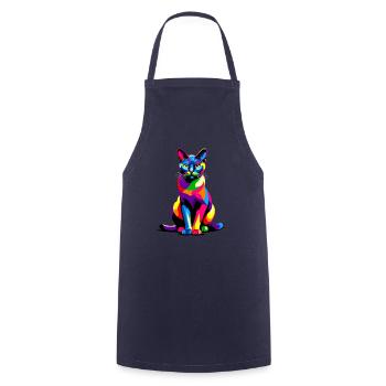 Chat Bombay Pop Art coloré - Tablier de cuisine - marine - Devant - AI Model Male 185 dark (185cm)