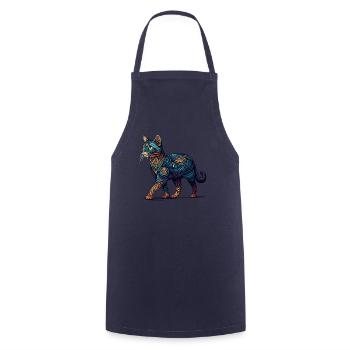 Mandala Art Chausie Jungle Curl Katze - Kochschürze - Navy - Vorne - AI Model Male 185 dark (185cm)