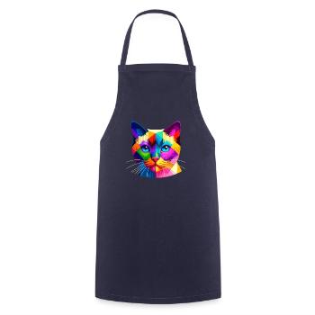 Pop Art coloré Colorpoint Shorthair - Tablier de cuisine - marine - Devant - AI Model Male 185 dark (185cm)