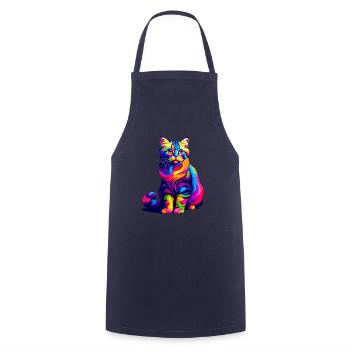 Bunte Pop Art American Curl - Kochschürze - Navy - Vorne - AI Model Male 185 dark (185cm)