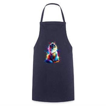 Éclaboussures colorées Art Chat balinais à poil long - Tablier de cuisine - marine - Devant - AI Model Male 185 dark (185cm)