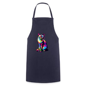 Bunte Pop Art Balinesische Katze Langhaarig - Kochschürze - Navy - Vorne - AI Model Male 185 dark (185cm)