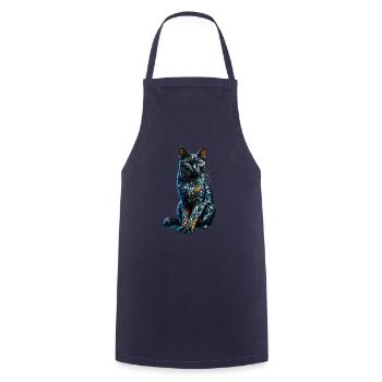 Polygone Art Bombay Chat - Tablier de cuisine - marine - Devant - AI Model Male 185 dark (185cm)
