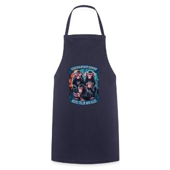 funny way monkey saying cell phone social media - Cooking Apron - navy - Front - AI Model Male 185 dark (185cm)