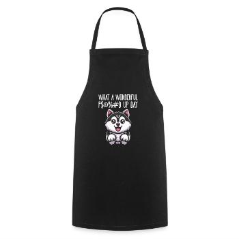 Siberian Husky Fucked Up Day - Cooking Apron - black - Front - AI Model Male 185 dark (185cm)
