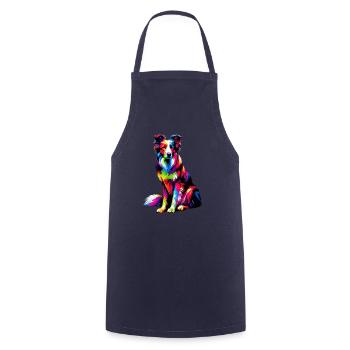 Colorful Pop Art Border Collie Border Collies - Cooking Apron - navy - Front - AI Model Male 185 dark (185cm)