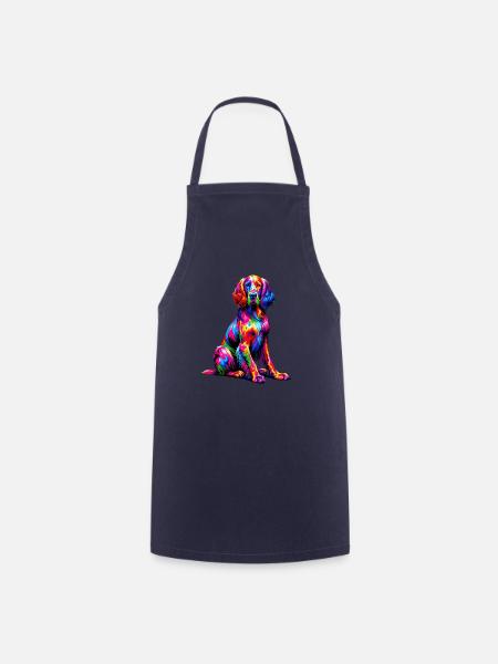 Bunte Pop Art English Setter Laverack Setter - Kochschürze - Navy