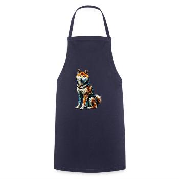 Polygon Art Japanese Shiba Inu - Cooking Apron - navy - Front - AI Model Male 185 dark (185cm)