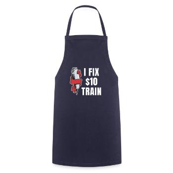 I repair $10 haircuts. Funny - Cooking Apron - navy - Front - AI Model Male 185 dark (185cm)