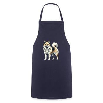 Geometric Art Norwegian Buhund - Cooking Apron - navy - Front - AI Model Male 185 dark (185cm)