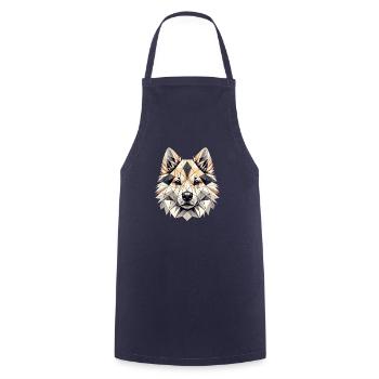 Geometric Art Norwegian Buhund - Cooking Apron - navy - Front - AI Model Male 185 dark (185cm)