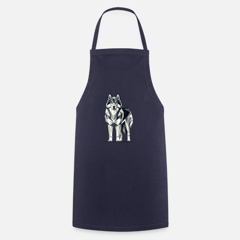 Geometric Art Norwegian Elkhound - Cooking Apron - navy