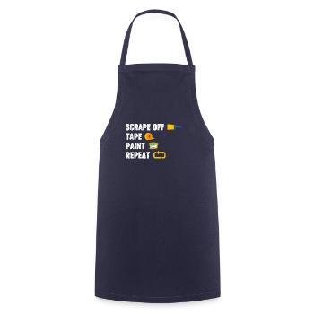 Scrape off tape, repeat color, funnier - Cooking Apron - navy - Front - AI Model Male 185 dark (185cm)