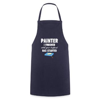 I finished what her husband started. - Cooking Apron - navy - Front - AI Model Male 185 dark (185cm)