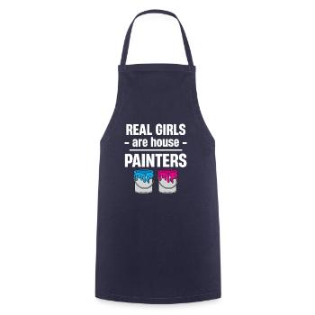 Real girls are painters, illustrators, - Cooking Apron - navy - Front - AI Model Male 185 dark (185cm)