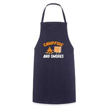 Campfire And Smores Glamping Trailer Backpacking - Cooking Apron - navy - Front - AI Model Male 185 dark (185cm)