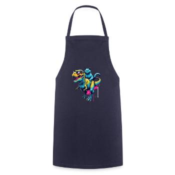 Pop Art Dinosaur T-Rex Chartreux Tyrannosaurus - Cooking Apron - navy - Front - AI Model Male 185 dark (185cm)