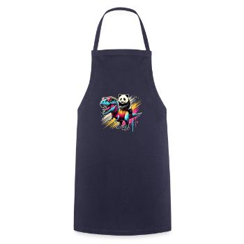 Pop Art Dinosaur T-Rex Panda Tyrannosaurus Rex - Cooking Apron - navy - Front - AI Model Male 185 dark (185cm)
