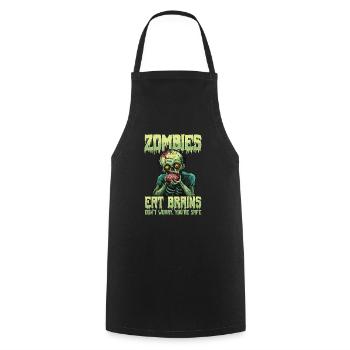 Zombie Halloween Zombies Eat Brains - Cooking Apron - black - Front - AI Model Male 185 dark (185cm)