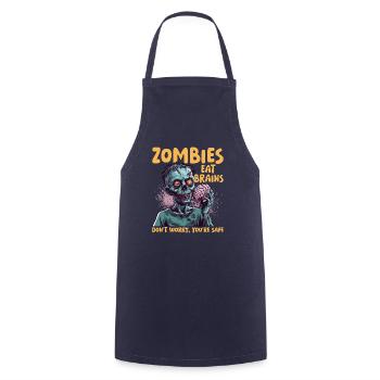 Zombie Halloween Zombies Eat Brains Don't Worry - Cooking Apron - navy - Front - AI Model Male 185 dark (185cm)