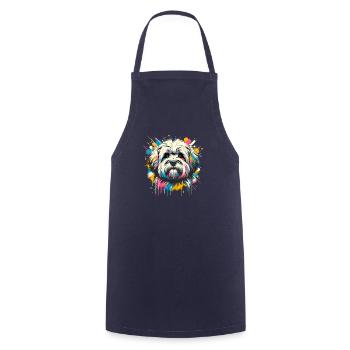 Colorful Splash Art Coton de Tuléar - Tablier de cuisine - marine - Devant - AI Model Male 185 dark (185cm)