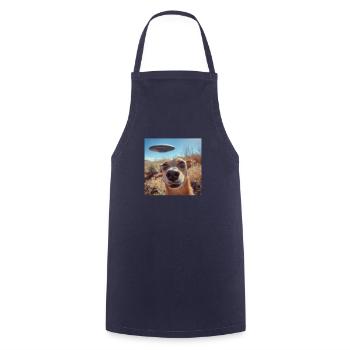 Selfie de chien avec des OVNI, imprimé étrange - Tablier de cuisine - marine - Devant - AI Model Male 185 dark (185cm)