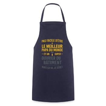 Papa ouvrier du bâtiment cadeau fête des pères - Tablier de cuisine - marine - Devant - AI Model Male 185 dark (185cm)