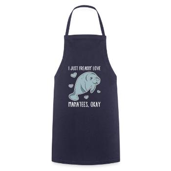 I Just Freakin Love Manatees Okay - Cooking Apron - navy - Front - AI Model Male 185 dark (185cm)