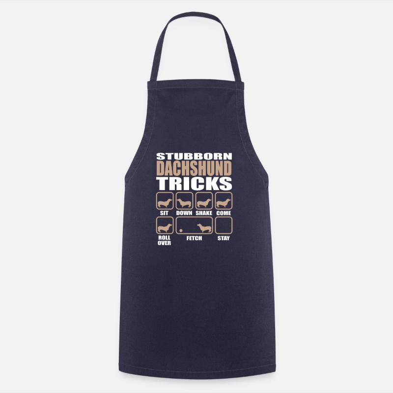 Stubborn Dachshund Tricks design - Cooking Apron - navy