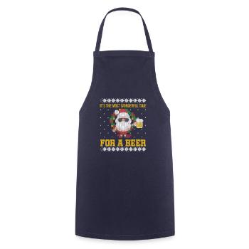 Ugly Sweater Christmas Best time for beer - Cooking Apron - navy - Front - AI Model Male 185 dark (185cm)