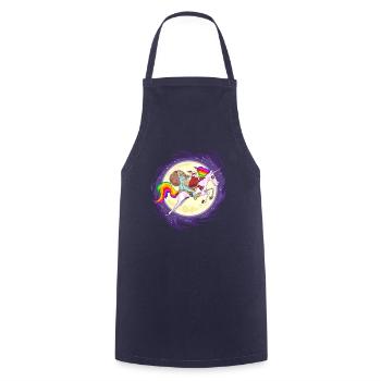 Fun Sasquatch Santa Riding With Unicorn - Cooking Apron - navy - Front - AI Model Male 185 dark (185cm)