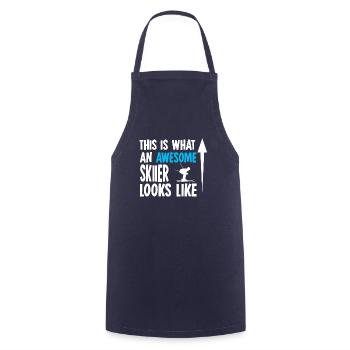 Ski skiing - Cooking Apron - navy - Front - AI Model Male 185 dark (185cm)