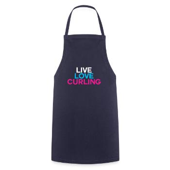 Curling Eisstockschießen - Kochschürze - Navy - Vorne - AI Model Male 185 dark (185cm)