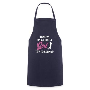 Fille de hockey sur gazon - Tablier de cuisine - marine - Devant - AI Model Male 185 dark (185cm)