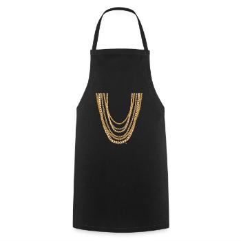 Grandes chaînes d'or - Tablier de cuisine - noir - Devant - AI Model Male 185 dark (185cm)