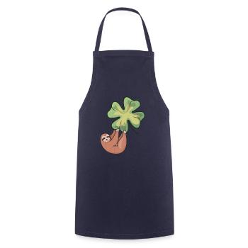 Funny Sloth Hanging From A Four Leaf Clover Shirt - Cooking Apron - navy - Front - AI Model Male 185 dark (185cm)