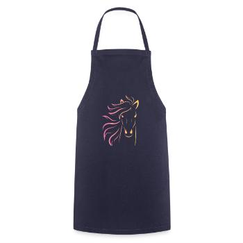 Horse head motif - Cooking Apron - navy - Front - AI Model Male 185 dark (185cm)