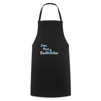 Love, Peace und Fischbrötchen - Kochschürze - Schwarz - Vorne - AI Model Male 185 dark (185cm)